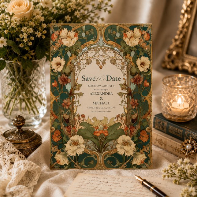 Flora Vintage Jugendstil-Hochzeit Save The Date (Von Creator hochgeladen)