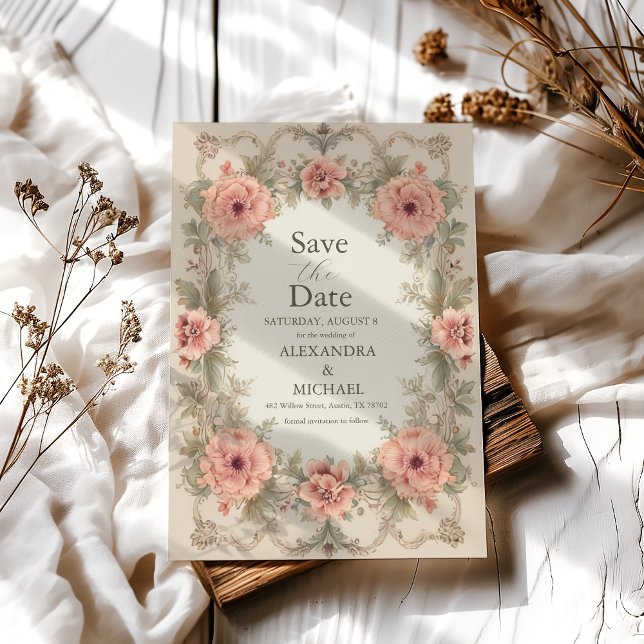 Flora Vintage Jugendstil-Hochzeit Save The Date (Von Creator hochgeladen)