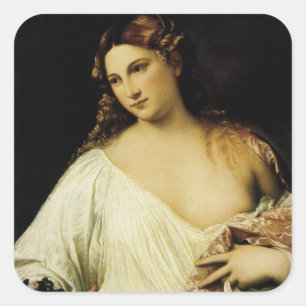 Flora, von Tizian Quadratischer Aufkleber