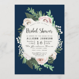 Flora-weiße, grüne Brautparty-Karte Einladung