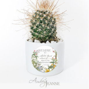 Flora Wildblume Aquarell Willkommen Brautparty Runder Aufkleber