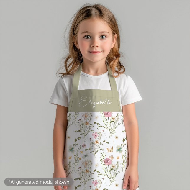 Flora Wildblume Kinder Girl Personalisiert Schürze (Von Creator hochgeladen)