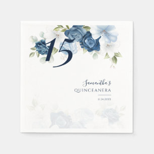 Floral 15. Geburtstag Quinceanera Dusty Blue Paper Serviette