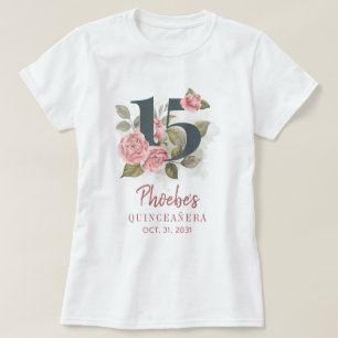 Floral 15. Geburtstag Quinceanera Matching Party T-Shirt