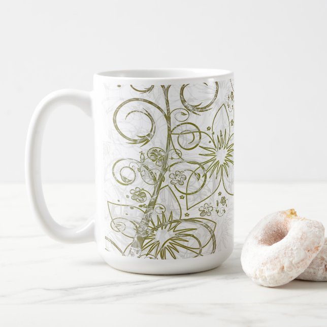 Floral, 15 oz kaffeetasse (Mit Donut)