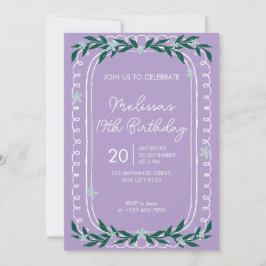 Floral 19th Birthday Invitation Lilac Coquette Einladung