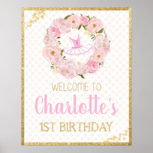 Floral 1. Geburtstag Ballerina Begrüßung Plakatunt Poster