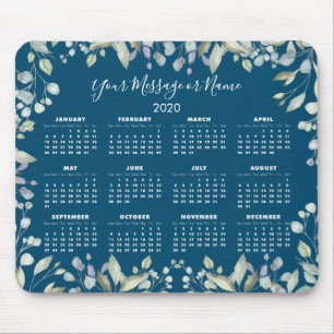 Floral 2020 Kalender Ihre Nachricht oder Ihren Nam Mousepad