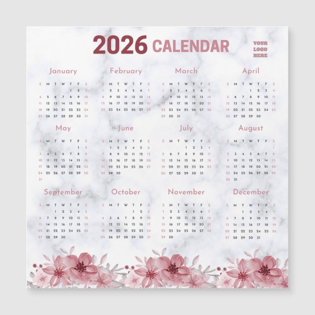 Floral 2026 Purple Flower Design with Custom Logo Magnetkarte (Vorderseite)