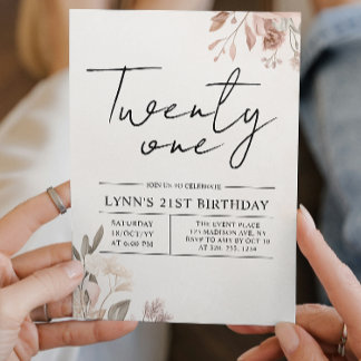 Floral 21. Geburtstag Party Einladung