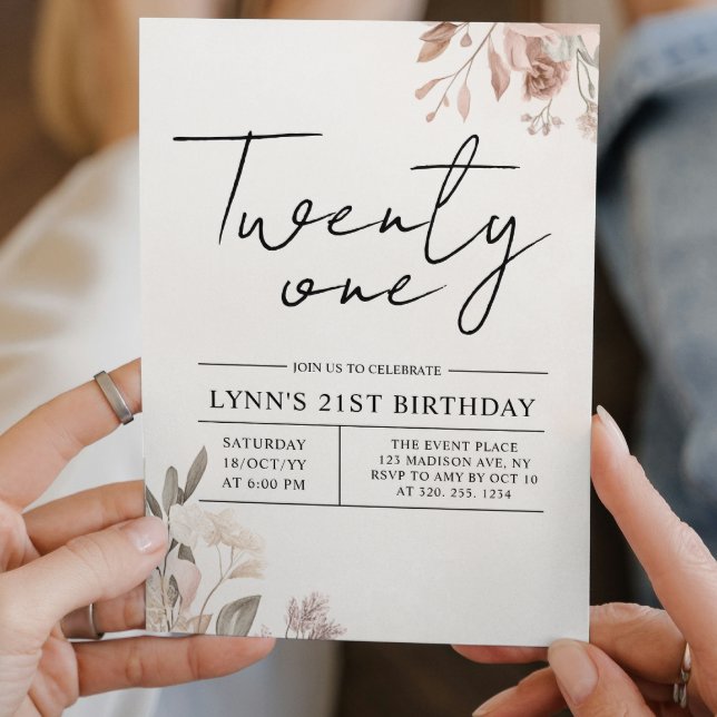 Floral 21. Geburtstag Party Einladung (Von Creator hochgeladen)