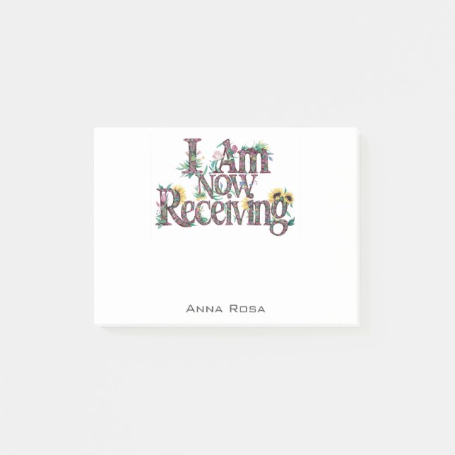 *~* Floral 22 ICH ERHALTE JETZT AP85 Manifesting Post-it Klebezettel (Vorderseite)