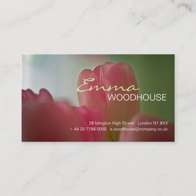 Floral 3 - Pink Tulip Business Card Visitenkarte (Vorderseite)