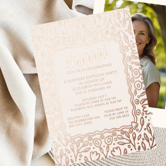 Floral 40. Custom Foto Überraschung Geburtstag Folieneinladung