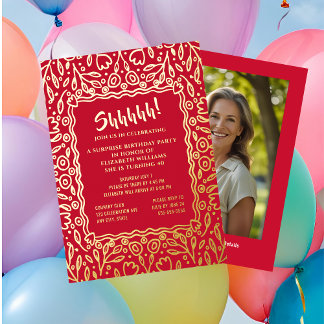 Floral 40. Custom Foto Überraschung Geburtstag Folieneinladung