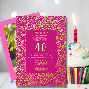 Floral 40. Überraschung Geburtstag Vorlage Rosa Ei