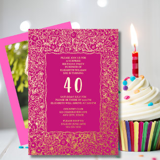 Floral 40. Überraschung Geburtstag Vorlage Rosa Ei