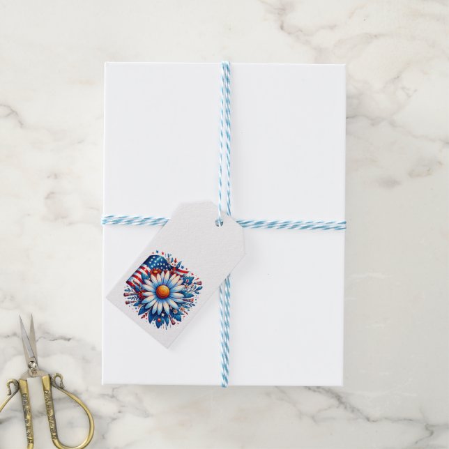 Floral 4. Juli Geschenkanhänger (Mit Garn)