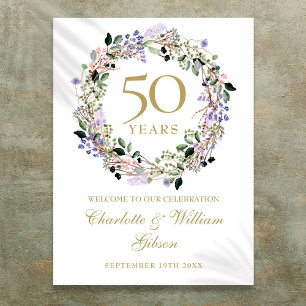 Floral 50. Hochzeitsjubiläums-Willkommensschild Poster