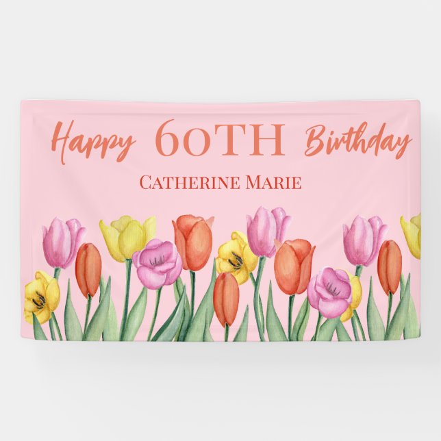 Floral 60. Geburtstag Banner (Horizontal)