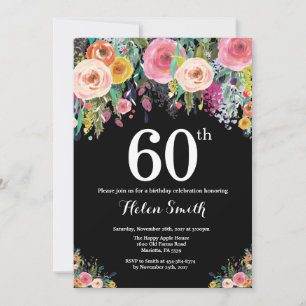 Floral 60. Geburtstag Einladung