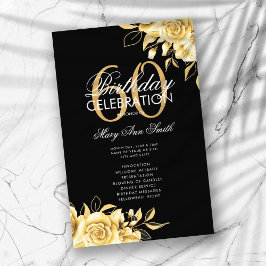 Floral 60. Geburtstag Programm Gold & Schwarz mit