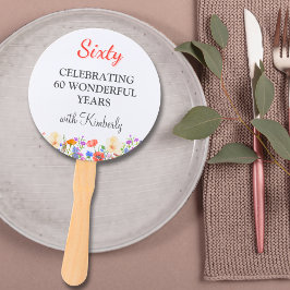 Floral 60. Geburtstagsparty bevorzugt 60 individue Fächer