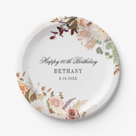 Floral 60. Geburtstagsparty Botanische Wasserfarbe Pappteller