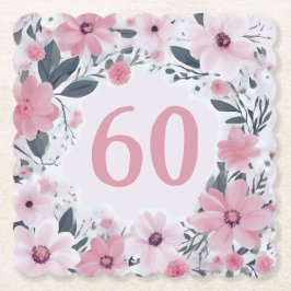 Floral 60. Geburtstagsparty Pastel Pink Blume Untersetzer