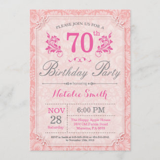 Floral 70. Geburtstag Einladung Rosa für Frauen
