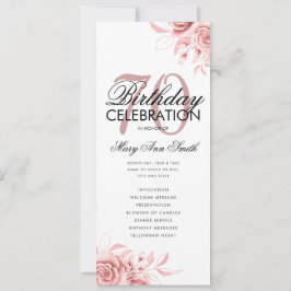 Floral 70. Geburtstag Rose Gold Menü Einladung