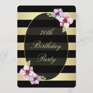 Floral 70. Horizontale schwarze Streifen Einladung