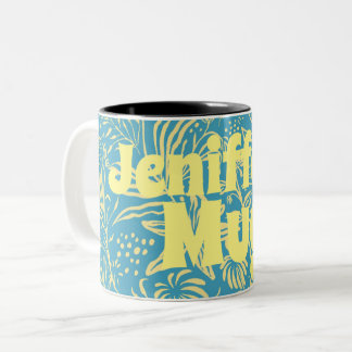 Floral 70er florida Vintag geblüht Palmen Zweifarbige Tasse