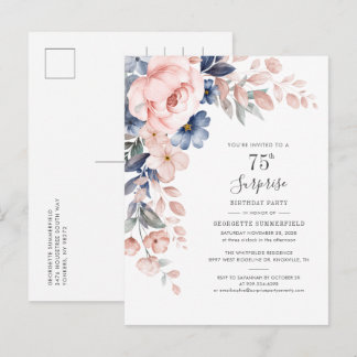 Floral 75. Überraschung Geburtstagsparty Botanical Einladungspostkarte