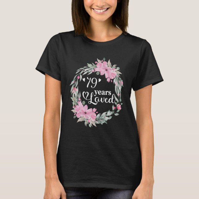 Floral 79 Jahre alt Gegenwart Männer Frauen 79. T-Shirt (Vorderseite)