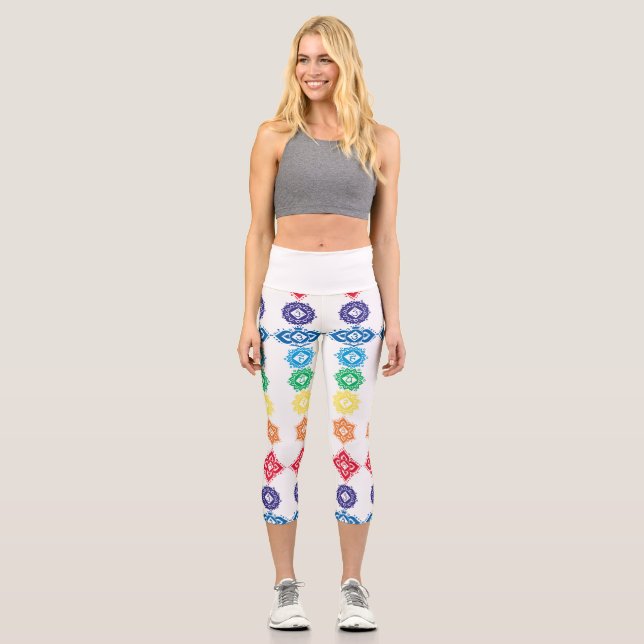 Floral 7 Chakras Capri Leggings (Vorderseite)