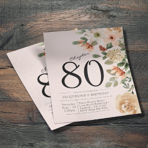 Floral 80. Geburtstag Einladung Flyer