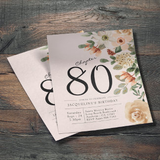 Floral 80. Geburtstag Einladung Flyer