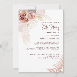Floral 80. Geburtstag Pampas Grass Party Einladung