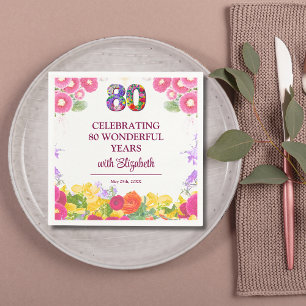 Floral 80. Geburtstagsparty 80 Jahre Blume Muster Serviette