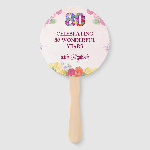 Floral 80. Geburtstagsparty - Elegante Pastel 80 Fächer