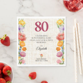 Floral 80th Birthday Party - Chic Linen Garden Serviette