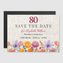 Floral 80th Birthday Save the Date - Garden Party