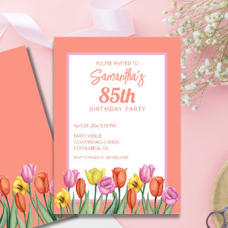 Floral 85. Geburtstagsparty Einladung