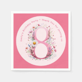 Floral 8. Geburtstag Custom Aight Faicess Princess Serviette