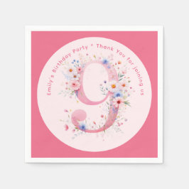 Floral 9. Geburtstag Custom Nine Faicess Princess Serviette