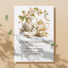 Floral A Baby wird Babydusche brauen Einladung