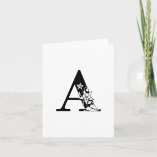 Floral A Monogramm auf weißer Notizkarte