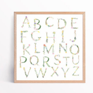 Floral ABC Alphabet Kinderzimmer Art Poster