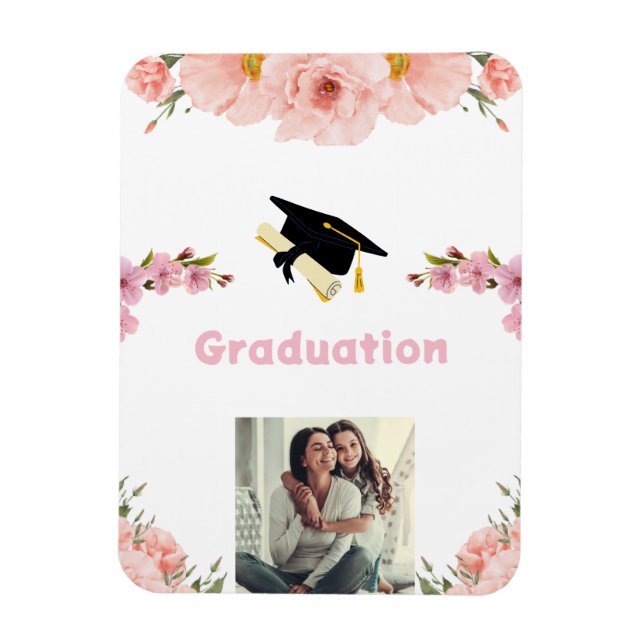 Floral Abschluss Foto Party Magnet (Vertikal)